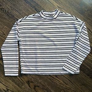 Sanctuary mock neck velour crop top. Soft. Blush and black stripes. Size Medium